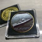 US Navy CHALLENGE COIN- WW2 -USS LEXINGTON CV-2 Aircraft Carrier w/Case