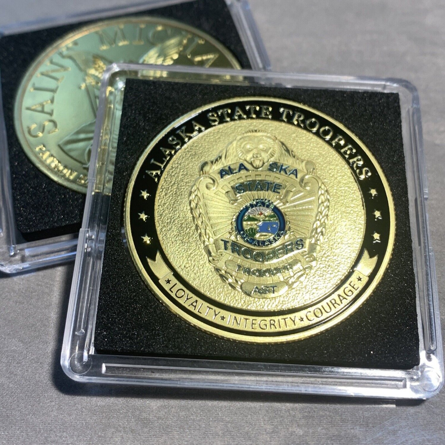 ALASKA State Police-State Trooper Gold Plated St. Michael Challenge ...