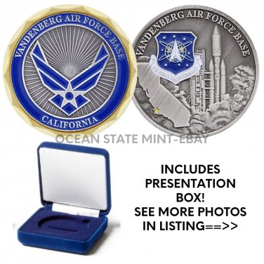 VANDENBERG AFB Challenge Coin "USAF Space Command" 1.75"  w Box!