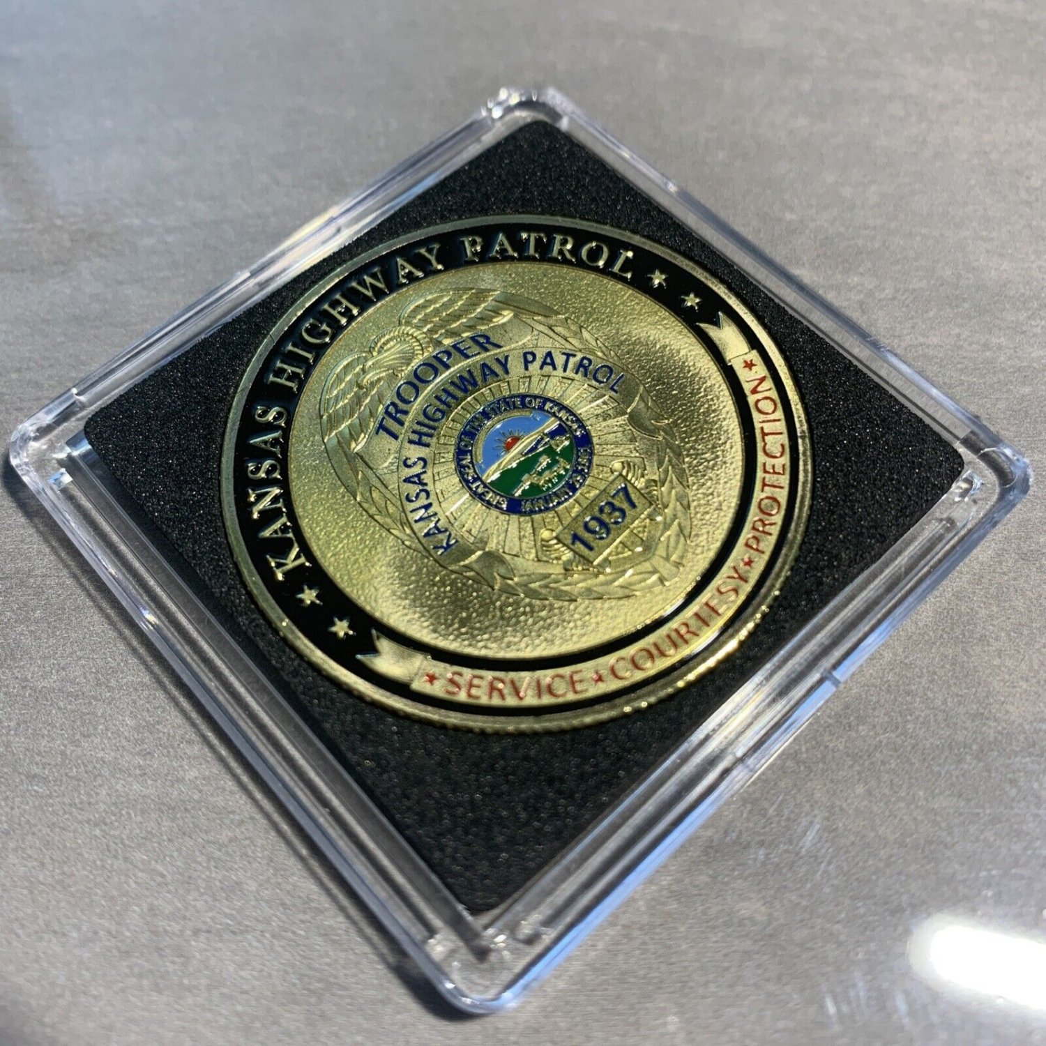 Kansas Highway Patrol St Michael Police Challenge Coin 40mm With Case New!