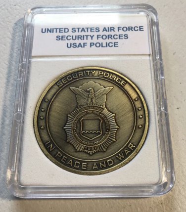 USAF CHALLENGE COIN US AIR FORCE SECURITY POLICE MILITARY w Case New!