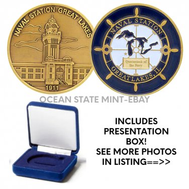 US NAVAL STATION GREAT LAKES ILLINOIS Challenge Coin Gift Large 45mm BOXED