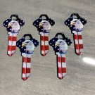 5X-AMERICAN EAGLE US FLAG KEYS Uncut NEW House Key Blanks HOUSE SCHLAGE SC-1