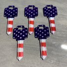 5X-PATRIOTIC STARS &TRIPES US FLAG KEYS Uncut NEW House Key Blanks WR-5