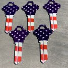 5X-PATRIOTIC STARS & STRIPES US FLAG KEYS Uncut NEW House Key Blank SCHLAGE SC-1