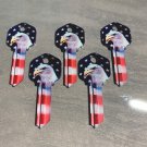 5X-AMERICAN EAGLE US FLAG KEYS Uncut NEW House Key Blanks HOUSE KWIKSET KW-1