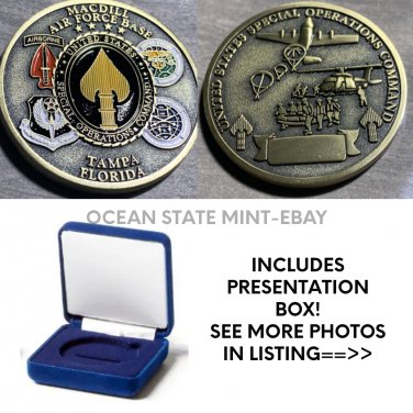 MACDILL AFB Challenge Coin-US Special Operations Command Tampa FL USAF With Box!