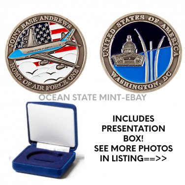 AIR FORCE ONE Challenge Coin JOINT BASE ANDREWS AFB  1.75" with Presentation Box