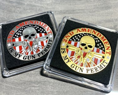 2 COINS-2nd Amendment Challenge Coin Right to Keep & Bear Arms-NEW With Cases!