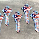 5X PUERTO RICO FLAG Uncut NEW House Key Blank-HOME HOUSE KEYS SCHLAGE SC-1