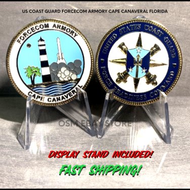 FORCECOM ARMORY CAPE CANAVERAL FL US COAST GUARD CHALLENGE COIN 1.75" w/Stand