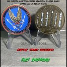 US NAVY NAVAL AIR WEAPONS STATION NWS CHINA LAKE CA CHALLENGE COIN 1.75"  &Stand