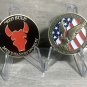 US ARMY 34TH INFANTRY DIVISION "RED BULL" Challenge Coin w Stand