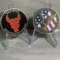 US ARMY 34TH INFANTRY DIVISION "RED BULL" Challenge Coin w Stand