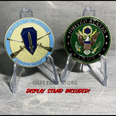 UNITED STATES ARMY FT BENNING HOME OF THE INFANTRY Challenge Coin with Stand