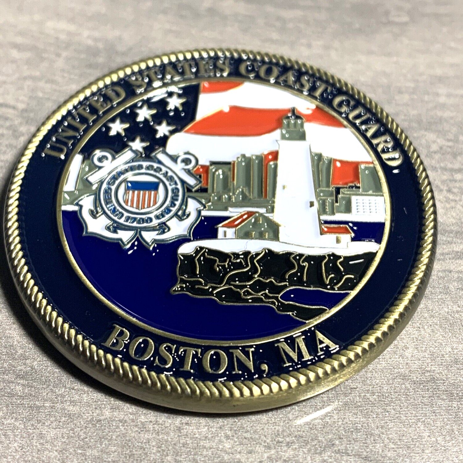 Us Coast Guard Base Boston Ma Challenge Coin Uscg Large 1 75 W Box