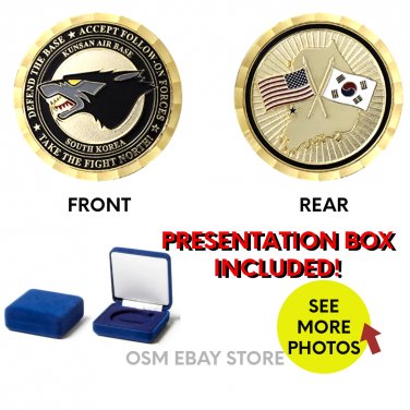 KUNSAN AIR BASE WOLF USAF  1.75" Challenge Coin South Korea With Box!