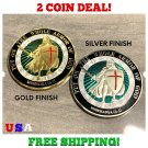 2X US MILTARY Challenge Coin - Put On The Full Armor of God-Army-Navy-USMC-USAF