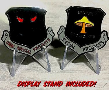 US AIR FORCE SPECIAL PROJECTS 2" CHALLENGE COIN w DISPLAY STAND!