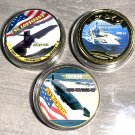 3 Challenge Coin Lot US NAVY USS MICHIGAN-ROOSEVELT & LOUISIANA Offers Accepted