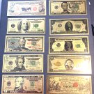 10X Gold Flake Banknotes Assorted  Perfect GIFTS-Bills of the Past & Present