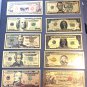 10X Gold Flake Banknotes Assorted  Perfect GIFTS-Bills of the Past & Present