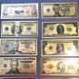 10X Gold Flake Banknotes Assorted  Perfect GIFTS-Bills of the Past & Present