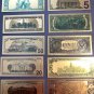 10X Gold Flake Banknotes Assorted Perfect GIFTS-Bills of the Past & Present