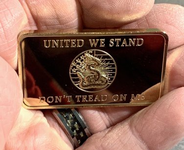 DON'T TREAD ON ME 2nd Amendment Challenge Coin BAR -BRAND NEW With Case!