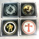 4 Challenge Coin Lot US MILITARY NAVY-FREEMASON-TEMPLAR NICE! Offers Accepted