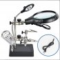 Soldering Workstation Stand w/ LED Light & Magnifying Glass AC/DC USB Adapter
