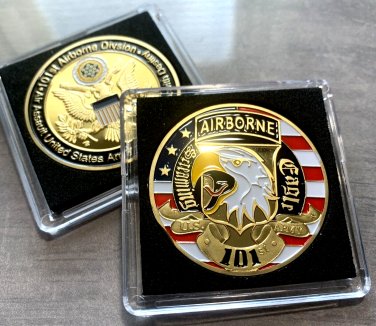 US Army 101st Airborne Screaming Eagle Challenge Coin w Case-IN STOCK! FAST SHIP