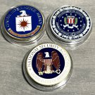 CIA-NSA-FBI CHALLENGE COIN LOT OF 3-GREAT DEAL IN STOCK-Fast Shipping IN 24 HRS!