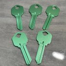5 Kwikset KW-1 SHINY GREEN Lightweight Aluminum Titanium Key Blanks