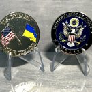 UNITED STATES EMBASSY KYIV UKRAINE CROSSED FLAGS 1.75" Coin 1.75" w/Stand NEW!