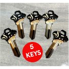 5X-MUSIC KEYS Uncut NEW House Key Blanks HOUSE SCHLAGE SC-1