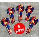 5X HAPPY FACES EMOJI Uncut NEW House Key Blank-HOME HOUSE KEYS KWIKSET KW-1