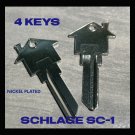 4 PACK SCHLAGE SC-1 House Shaped Key Blank NICKEL REAL ESTATE-MORTGAGE PROMOTION