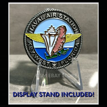 NAS KEY WEST FL-USN CHALLENGE COIN Conch Republic CHALLENGE COIN 1.75" w/STAND