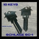 10 Schlage SC-1 House Shaped Easy Find Key Blank NICKEL RE AGENTS-MORTGAGE PROMO