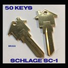 50 SCHLAGE SC-1 Brass House Shaped Key Blank REAL ESTATE-MORTGAGE PROMOTIONS!