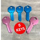 5X MULTI COLOR LIGHT ALUMINUM Uncut NEW House Key Blank-HOME KEYS KWIKSET KW-1