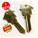 House Shaped Key Blank 2 PACK SCHLAGE SC-1 BRASS REAL ESTATE-MORTGAGE PROMOTION