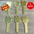 6  KWIKSET Brass House Shaped Key Blanks KW-11-6 PIN REAL ESTATE MORTGAGE PROMO!
