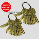 20 ILCO KWIKSET KW-1 W RINGS House Key Blanks BRASS-LANDLORD OFFICE
