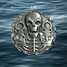 LARGE BIKER SKULL GOTHIC VEST PIN- BIG METAL 1.75" NEW!