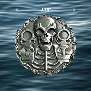 LARGE BIKER SKULL GOTHIC VEST PIN- BIG METAL 1.75" NEW!