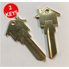2PK HOUSE Shaped Key Blank 6 Pin KW-11 BR MAINTENANCE REAL ESTATE MORTGAGE PROMO