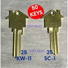 50 PCS KW-11 & SC-1 Brass House Shaped Key Blank REAL ESTATE-MORTGAGE PROMO!