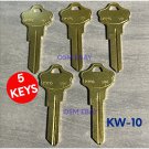 KW-10 Key Blank ILCO  5 PACK BRASS REAL ESTATE-LANDLORD HOME OR OFFICE USE